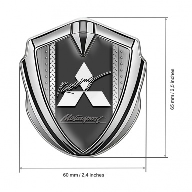 Mitsubishi Emblem Car Badge Silver Riveted Frame Racing Logo Design