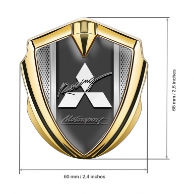Mitsubishi Bodyside Domed Emblem Gold Light Mesh Motorsport Motif