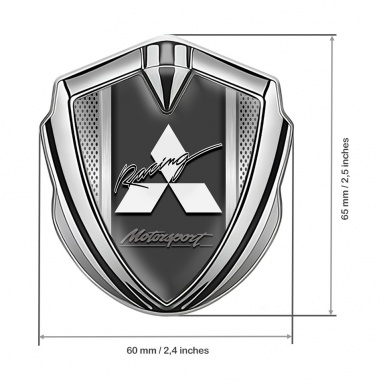 Mitsubishi Bodyside Domed Emblem Silver Light Mesh Motorsport Motif