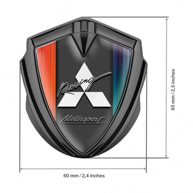 Mitsubishi Metal Emblem Self Adhesive Graphite Color Gradient Sport Logo