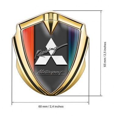 Mitsubishi Metal Emblem Self Adhesive Gold Color Gradient Sport Logo