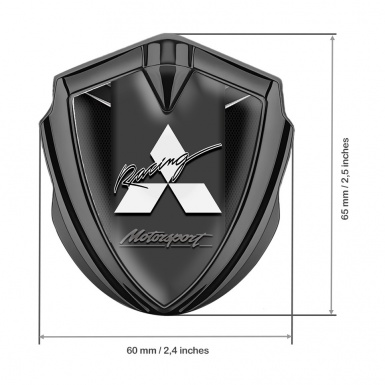 Mitsubishi Metal 3D Domed Emblem Graphite Fine Mesh Motorsport Racing