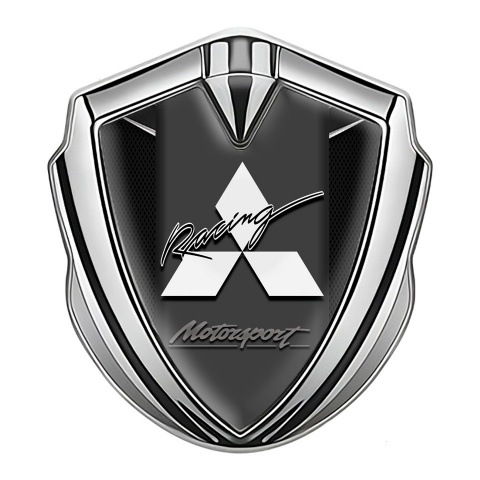 Mitsubishi Metal 3D Domed Emblem Silver Fine Mesh Motorsport Racing