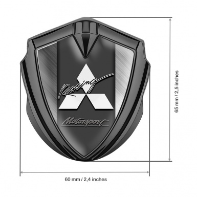 Mitsubishi Bodyside Badge Self Adhesive Graphite Brushed Metal Racing Logo