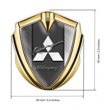 Mitsubishi Bodyside Badge Self Adhesive Gold Brushed Metal Racing Logo