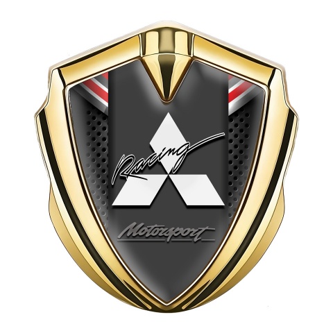 Mitsubishi Emblem Badge Self Adhesive Gold Dark Mesh Color Crest Motif
