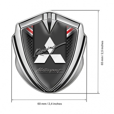 Mitsubishi Emblem Badge Self Adhesive Silver Dark Mesh Color Crest Motif
