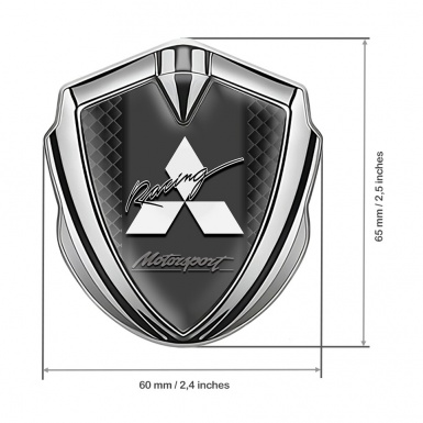 Mitsubishi Emblem Fender Badge Silver Black Cells Motorsport Racing