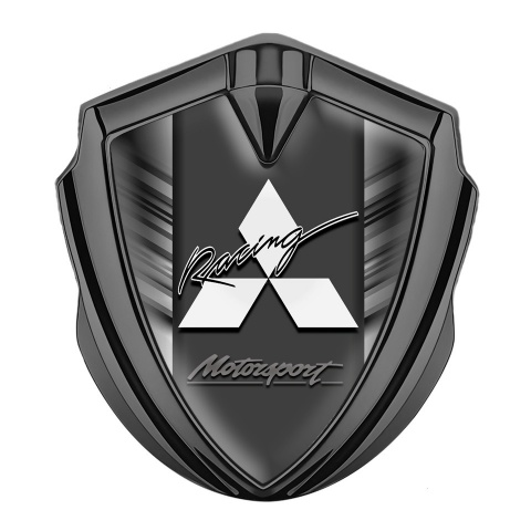 Mitsubishi Fender Emblem Badge Graphite Grey Strikes Racing Logo Design