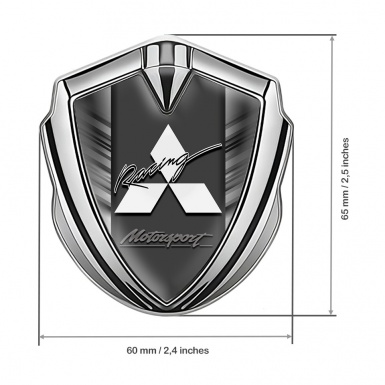 Mitsubishi Fender Emblem Badge Silver Grey Strikes Racing Logo Design