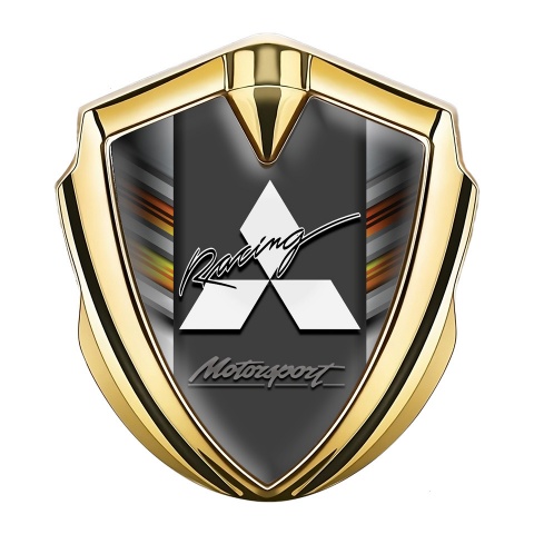 Mitsubishi Emblem Trunk Badge Gold Color Strokes Racing Edition