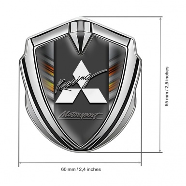Mitsubishi Emblem Trunk Badge Silver Color Strokes Racing Edition