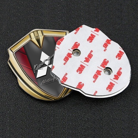 Mitsubishi Emblem Self Adhesive Gold Red Shapes Motorsport Design
