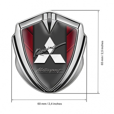 Mitsubishi Emblem Self Adhesive Silver Red Shapes Motorsport Design