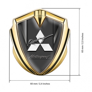 Mitsubishi Emblem Badge Gold Greyscale Motorsport Logo Design