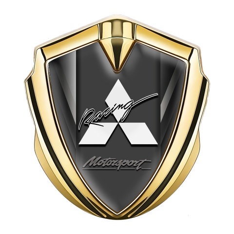 Mitsubishi Emblem Badge Gold Greyscale Motorsport Logo Design