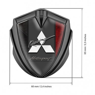 Mitsubishi Trunk Emblem Badge Graphite Dual Color Frame Racing Edition