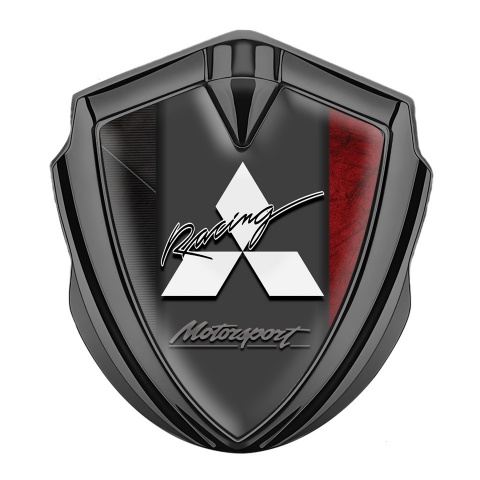 Mitsubishi Trunk Emblem Badge Graphite Dual Color Frame Racing Edition
