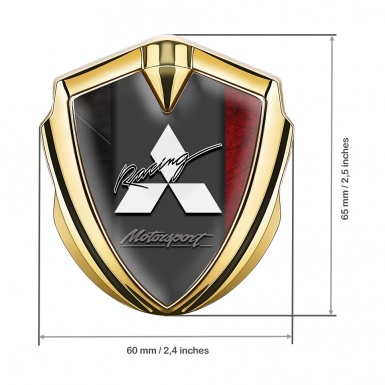 Mitsubishi Trunk Emblem Badge Gold Dual Color Frame Racing Edition
