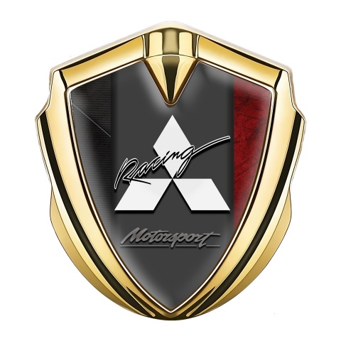 Mitsubishi Trunk Emblem Badge Gold Dual Color Frame Racing Edition
