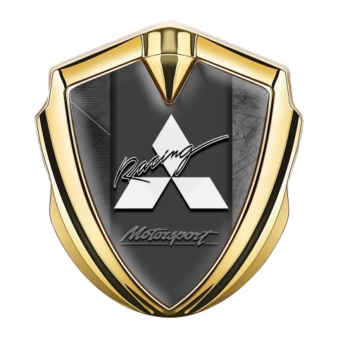 Mitsubishi Emblem Car Badge Gold Scratched Plate Motorsport Racing