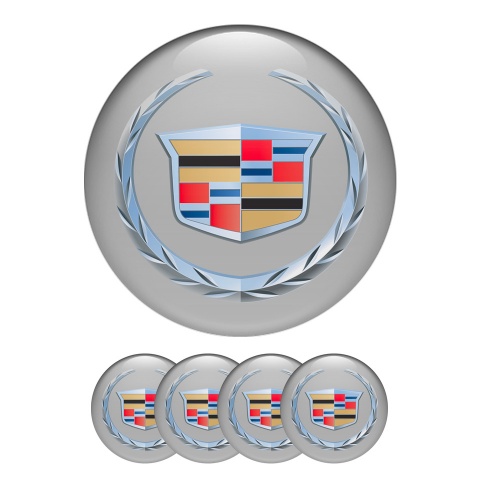 Cadillac Silicone Stickers Wheel Center Cap Grey with Wreath Logo