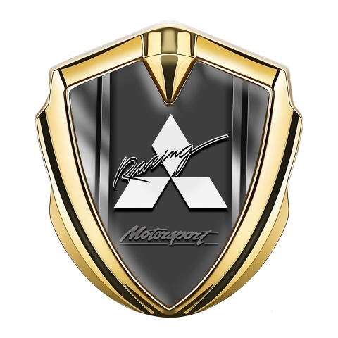 Mitsubishi Bodyside Emblem Self Adhesive Gold Steel Frame Sport Logo