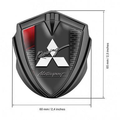 Mitsubishi Metal 3D Domed Emblem Graphite Dark Grate Red Element Motif