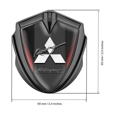 Mitsubishi Bodyside Badge Self Adhesive Graphite Red Frame Racing Logo