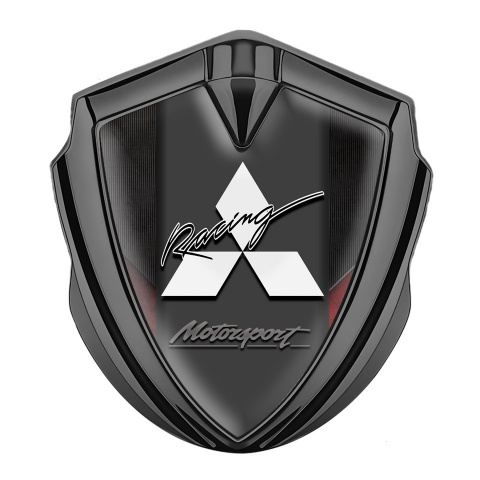 Mitsubishi Emblem Badge Self Adhesive Graphite Dark Panel Red Fragments
