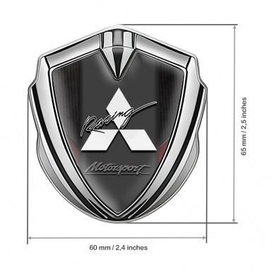 Mitsubishi Emblem Badge Self Adhesive Silver Dark Panel Red Fragments