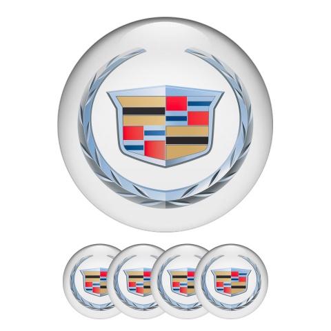Cadillac Silicone Stickers Wheel Center Cap White with Wreath Logo