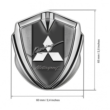 Mitsubishi Fender Emblem Badge Silver Stone Effect Motorsport Design