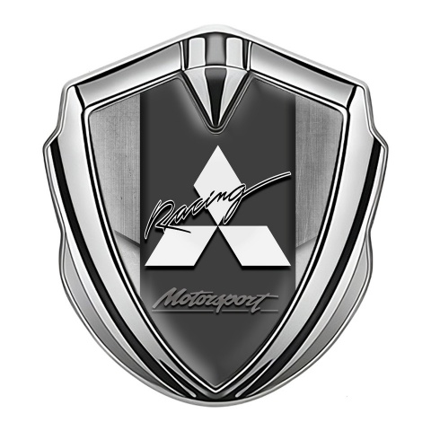Mitsubishi Fender Emblem Badge Silver Stone Effect Motorsport Design