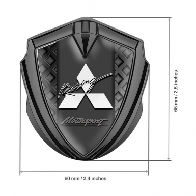 Mitsubishi Emblem Trunk Badge Graphite Waffle Effect Racing Edition