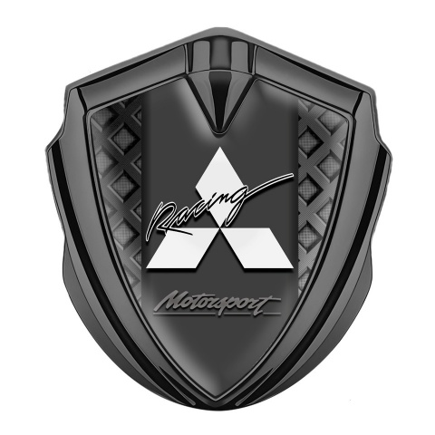 Mitsubishi Emblem Trunk Badge Graphite Waffle Effect Racing Edition