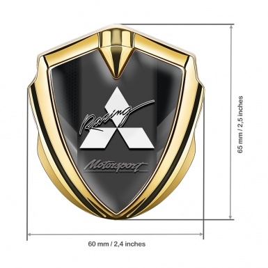 Mitsubishi Emblem Self Adhesive Gold Grey Fragments Racing Edition