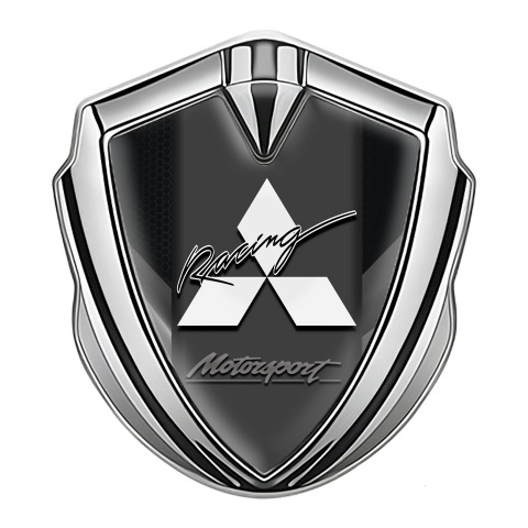 Mitsubishi Emblem Self Adhesive Silver Grey Fragments Racing Edition