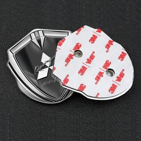 Mitsubishi Emblem Self Adhesive Silver Grey Fragments Racing Edition