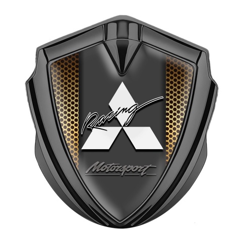 Mitsubishi Bodyside Emblem Badge Graphite Yellow Grate Motorsport Logo