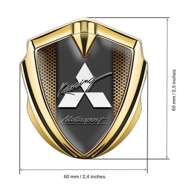 Mitsubishi Bodyside Emblem Badge Gold Yellow Grate Motorsport Logo