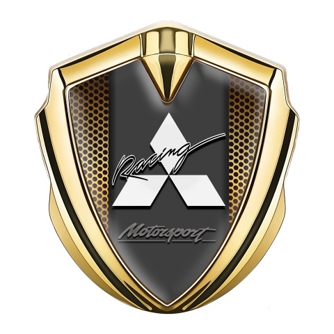 Mitsubishi Bodyside Emblem Badge Gold Yellow Grate Motorsport Logo