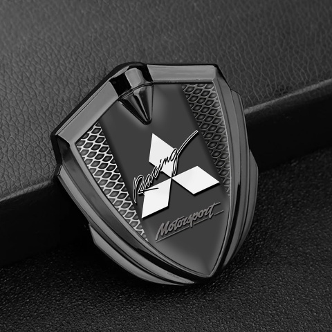 Mitsubishi Emblem Car Badge Graphite Metal Fence Motorsport Division