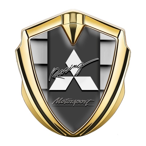 Mitsubishi Bodyside Domed Emblem Gold Shutter Pattern Racing Logo