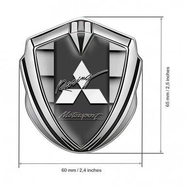 Mitsubishi Bodyside Domed Emblem Silver Shutter Pattern Racing Logo