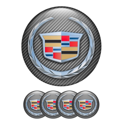 Cadillac Silicone Stickers Wheel Center Cap Carbon with Wreath Logo