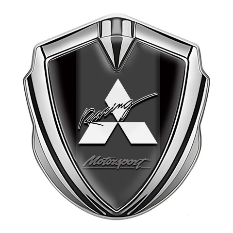 Mitsubishi Bodyside Emblem Self Adhesive Silver Black Base Motorsport