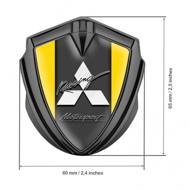 Mitsubishi Bodyside Badge Self Adhesive Graphite Yellow Base Sport Logo
