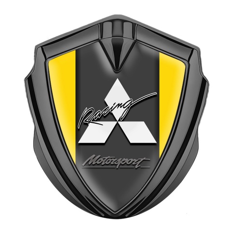 Mitsubishi Bodyside Badge Self Adhesive Graphite Yellow Base Sport Logo