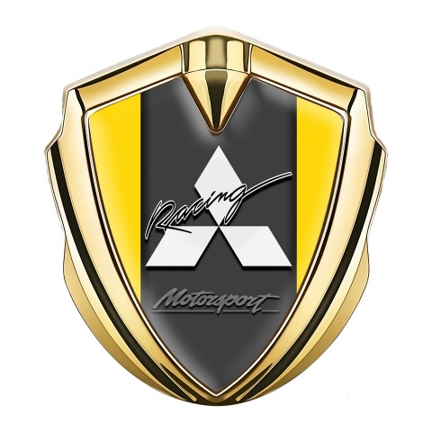 Mitsubishi Bodyside Badge Self Adhesive Gold Yellow Base Sport Logo